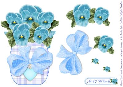 Blue Pansies Shaped Card Front