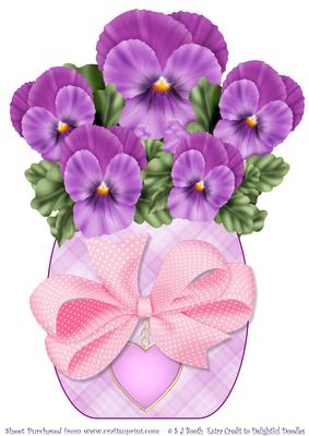 Purple Pansies in a Vase Large