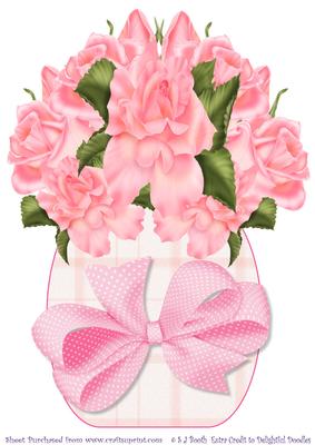 Pink Roses in a Vase Large
