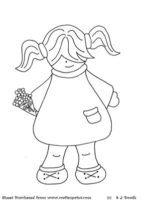 Girl with Flowers Digital Stamp