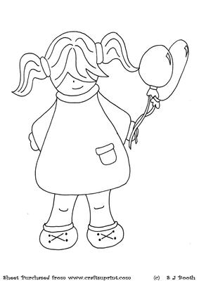 Girl with Balloons Digital Stamp