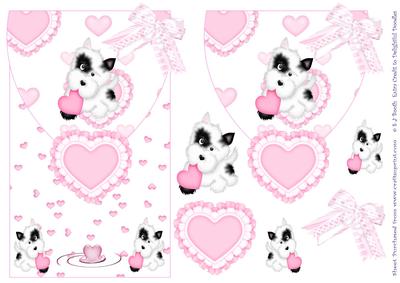 Pink Hearts and Puppy Envelope Front