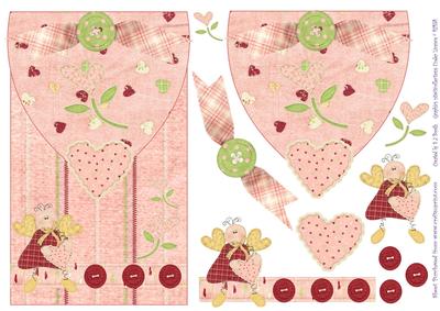 Pink Hearts & Fairy Envelope Card Front