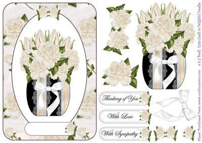 White Rose Vase Sympathy Card Front