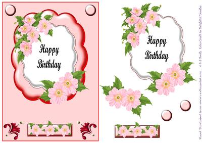 Pink Flowers Pink Card
