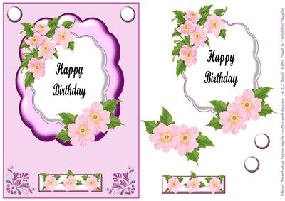 Pink Flowers Purple Card