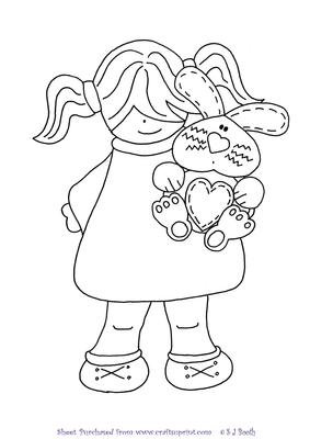 Girl with Bunny Digital Stamp
