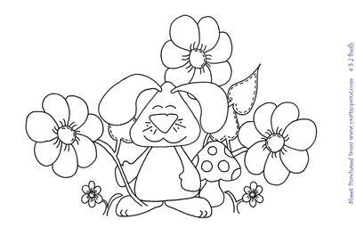Bunny with Flowers Digital Stamp