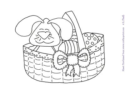 Easter Bunny in a Basket Digital Stamp