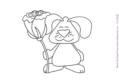 Bunny with a Rose Digital Stamp