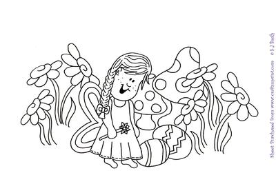 Fairy in Garden Digital Stamp