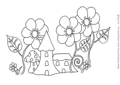 Flower Fairy Castle Digital Stamp
