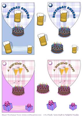 Mini Cards Fronts Birthday Cheers & Birthday Toast