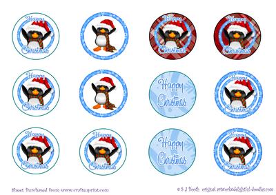 Cupcake Toppers - Xmas Penguins