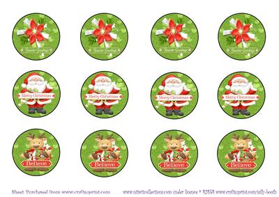 Cupcake Toppers - Xmas Reindeer