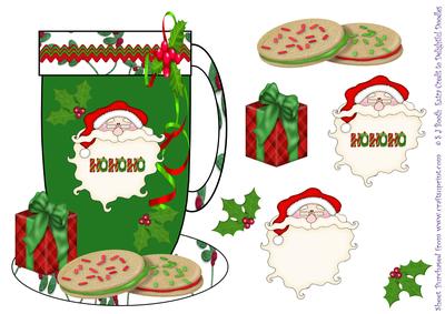 Coffee Cup Card Front Santa