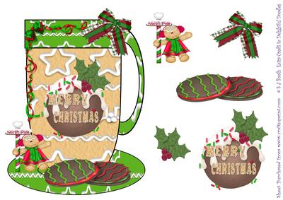 Coffee Cup Card Front Xmas Pud