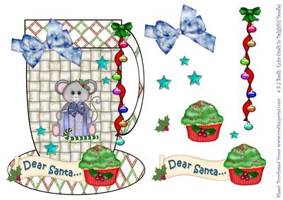 Christmas Coffee Cup Card Front Dear Santa