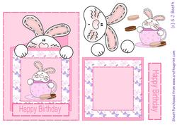 Happy Birthday Bunny in a Teacup Pink