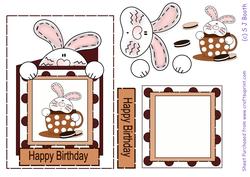 Bunny in a Teacup Card Front - Chocolate