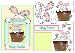 Bunny in a Pot Bunny Easter Card - Pastel
