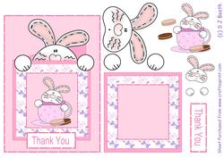 Bunny in a Teacup Thank You - Pink
