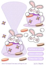 Time for Tea/coffee Bunny Wobble Card