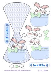 It's a Boy Bunny Boottee Wobble Card