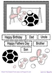 Bunny Catching a Football - Black/white
