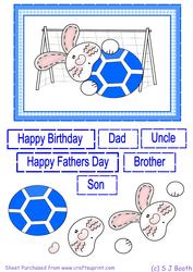 Bunny Catching a Football - Blue/white