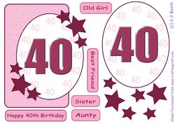 40th Birthday Pink Stars