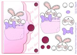 Baby Girl Bunny Boottee Card Front