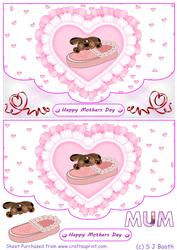 Patch Puppy Pink Mothers Day Card Front