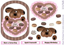 Patch Puppy with Choccy Heart Card Front