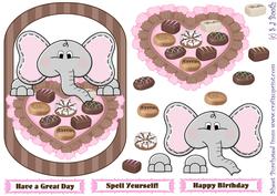 Ellie with Heart and Chocolates Card Front
