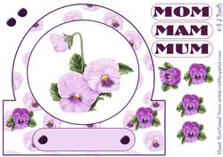 Large Pansy Card Front Mom Mam Mum