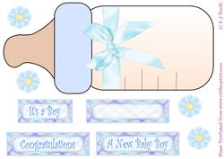 Large Blue Baby Bottle Card Front