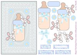 Baby Boy Bunny Bottle Card Front