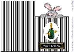 Bunny with Champagne - Black Stripes