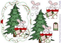 Bunny in a Pot Xmas Card Front