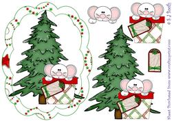 Mouse in a Pot Xmas Card Front