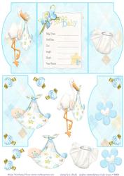 Baby Boy Announcement - Mini Gatefold