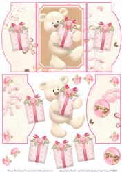 Teddy with Present - Mini Gatefold