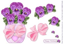 Purple Pansy Vase Shaped Card Front