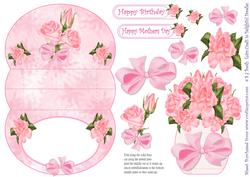 Pink Rose Vase Mothers Day or Birthday 3D Mini Stepper