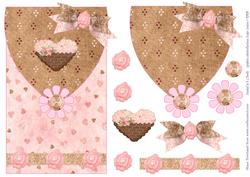 Pink Flowers Envelope Card Front