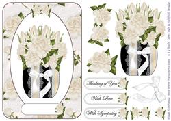 White Rose Vase Sympathy Card Front