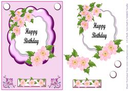 Pink Flowers Purple Card