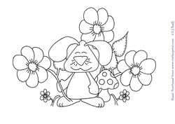 Bunny with Flowers Digital Stamp
