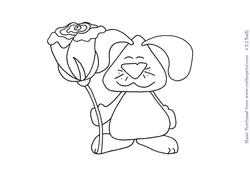 Bunny with a Rose Digital Stamp